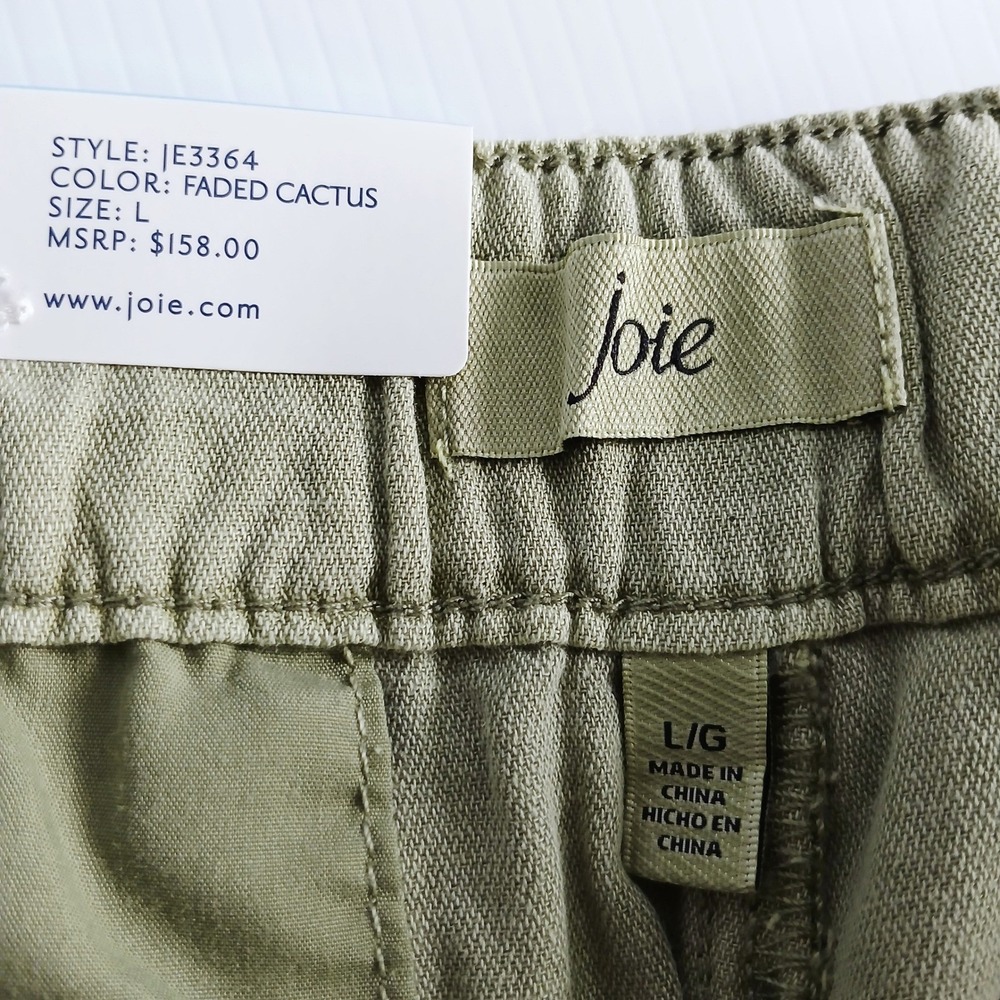Joie Pleated Shorts Faded Cactus Green Cotton Linen High Rise Womens L - Picture 5 of 7